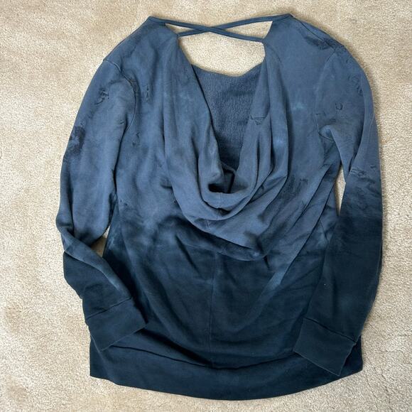 PrAna Deelite Pullover Drop Back French Terry Cotton Blue Tie Dye‎ Sweatshirt - Picture 3 of 9